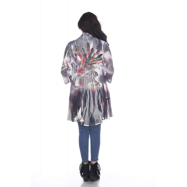 Kamana Peacock Blue Print Cardigan