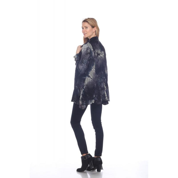 Kamana Black & Grey Patch Open Caridgan