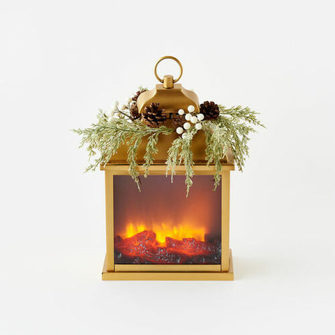 Fire Light Lantern with Pine Wreath