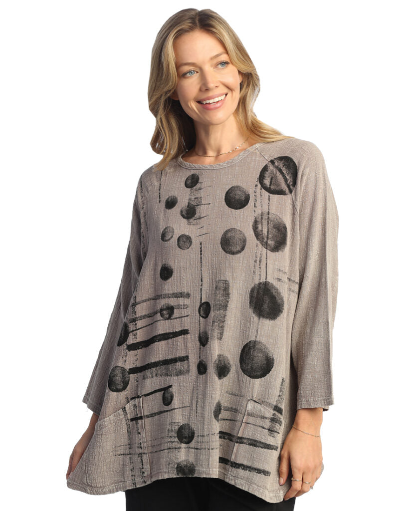 Veronica, Mineral Cotton Gauze Patch pockets Tunic Top