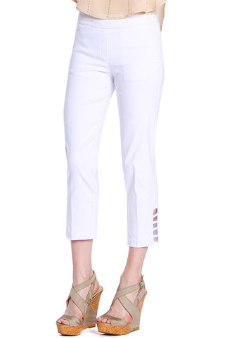Slim-Sation Capri Pant with Real Pockets and Strap Hem Vents - White