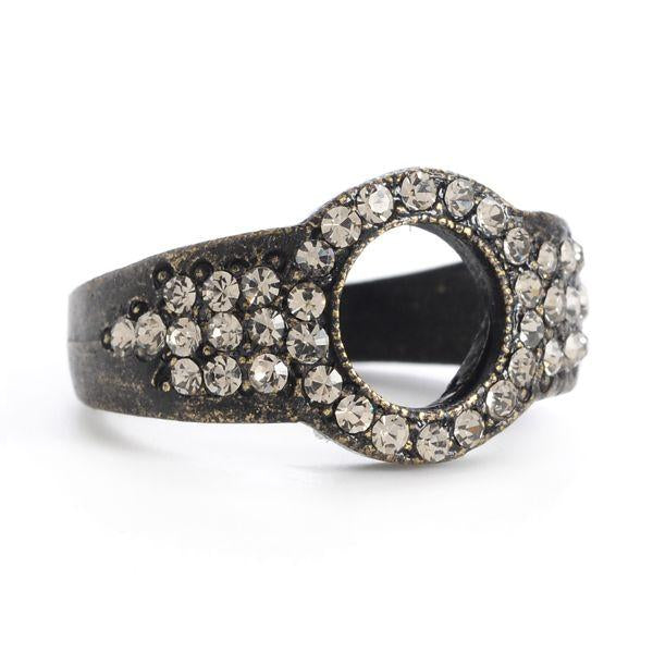 Rebel Designs Round Keyhole Crystal Ring