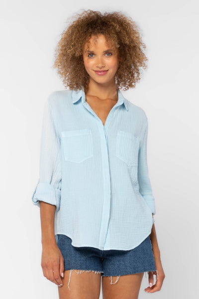 Velvet Heart Riley Button-Up Shirt-Baby Blue