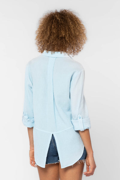 Velvet Heart Riley Button-Up Shirt-Baby Blue