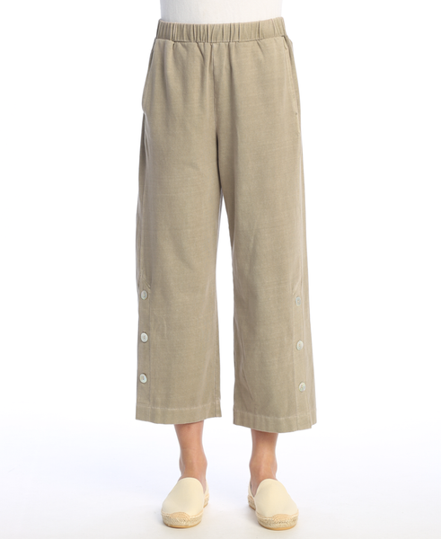 Cotton Span Jersey Pants with Pockets and Side Seam with Buttons