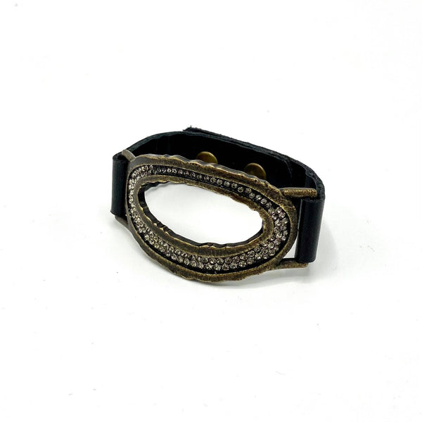 Live Edge Pave Open Center Oval Bracelet: Black w Black Diamond