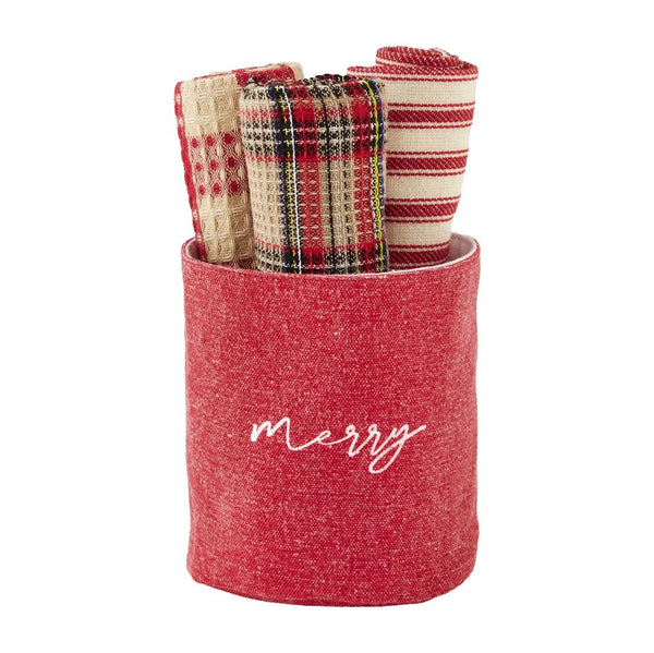 Tartan Towel Bucket Sets