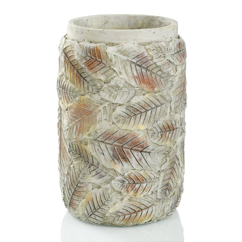Textured Leaf Design Cement Vase