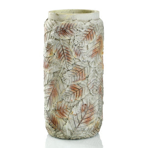 Textured Leaf Design Cement Vase