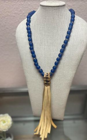 Belle Necklace with Tassel - Azul