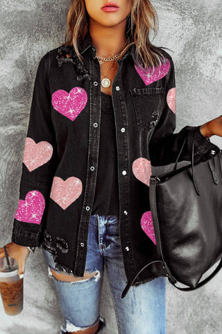 Denim Jacket with Hearts: Missy / as shown / 2XL