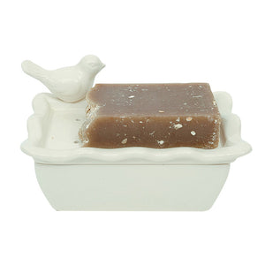 Ceramic Soap Dish With Removable Tray And Bird