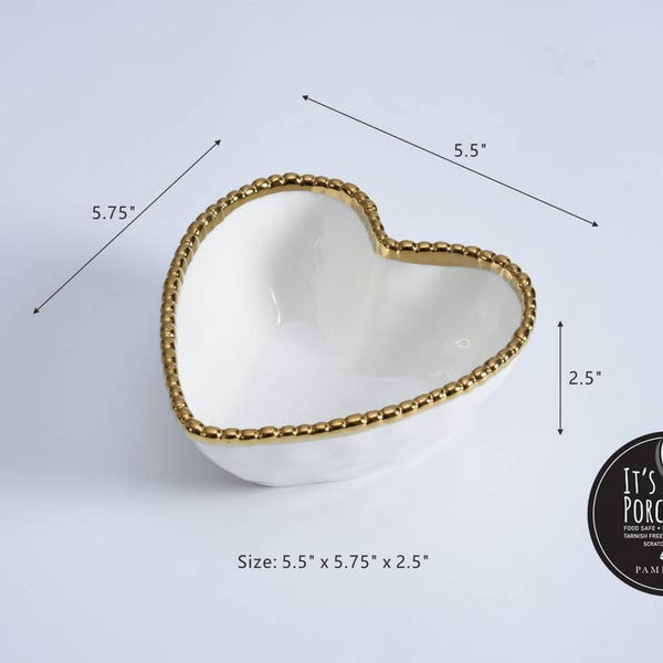 Pampa Bay Heart Bowl Server - White-Gold