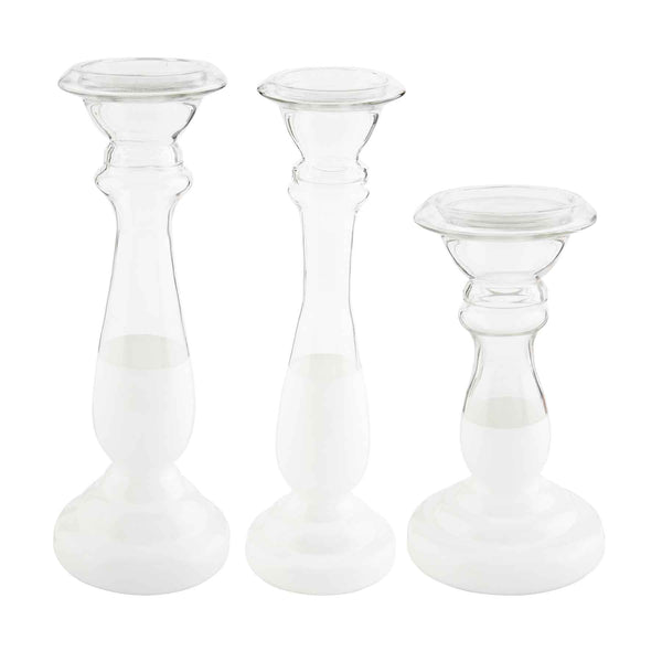 Glass White Candlesticks