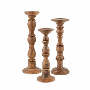 Beaded Wood Candlesticks