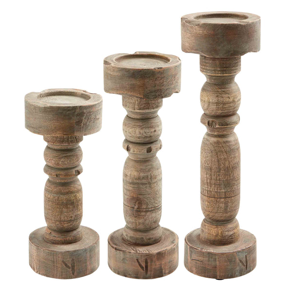 Chunky Wood Candlesticks