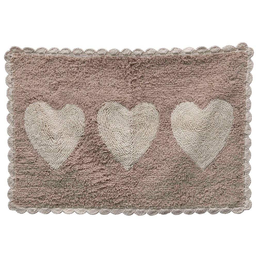 Cotton Tufted Bath Mat with Hearts