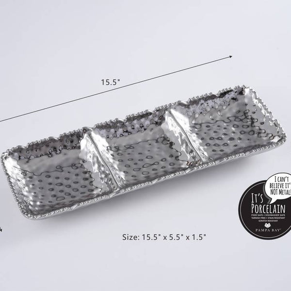 Pampa Bay- 3 Section Serving Piece- Silver