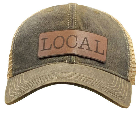 "LOCAL" Black Trucker Cap With Genuine Leather Patch