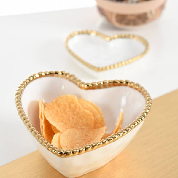 Pampa Bay Heart Bowl Server - White-Gold
