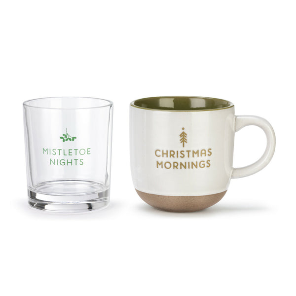 Evening/Morning Mug and Glass Set - Mistletoe