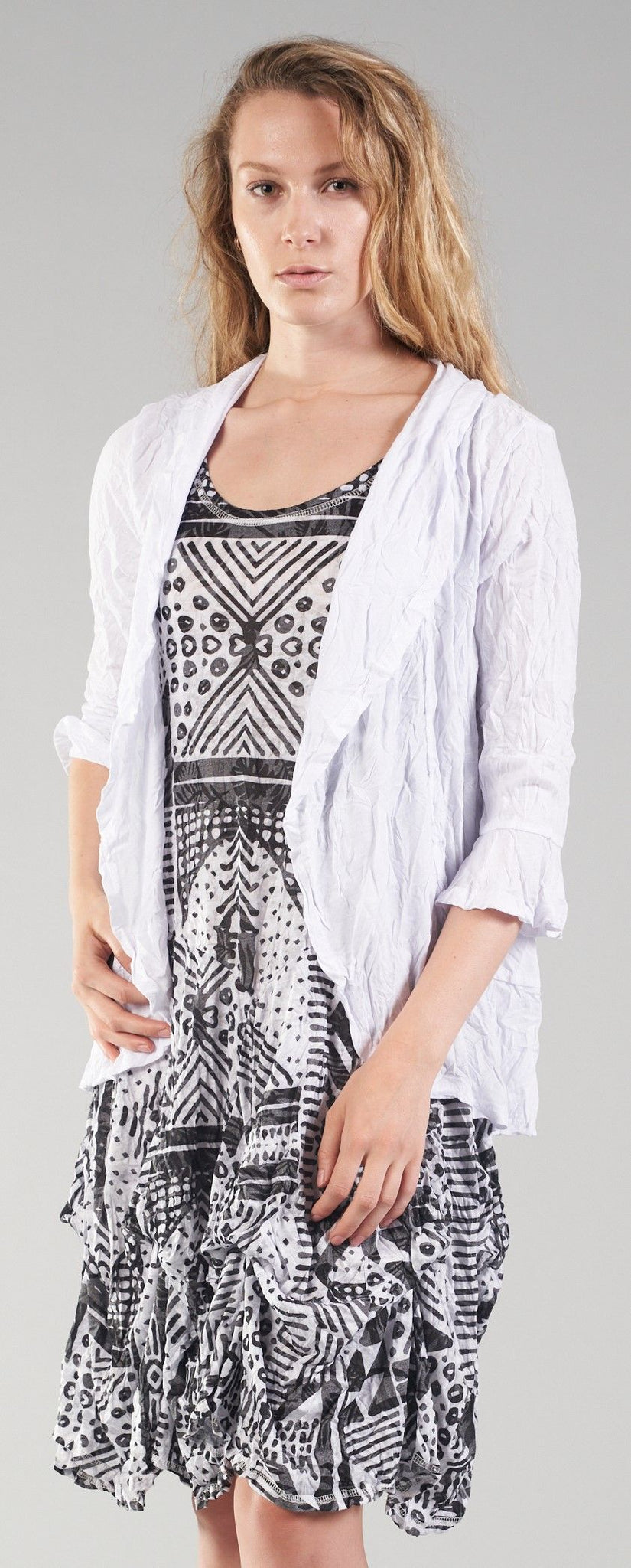 Shana Apparel Crinkle Solid Cardigan