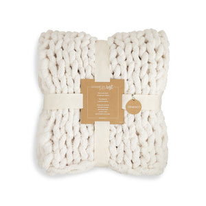 Chunky Knit Throw Blanket - Cream