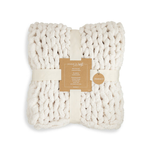 Chunky Knit Throw Blanket - Cream