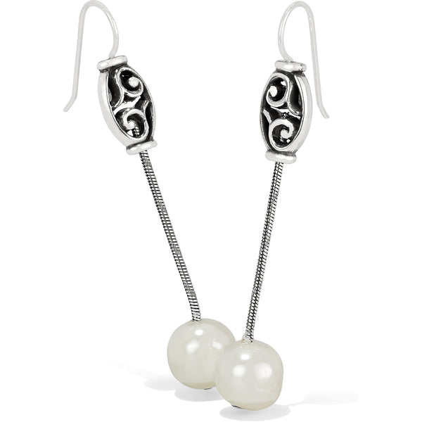 Mediterranean Pearl Long French Wire Earrings