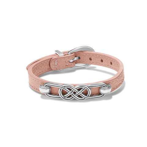 Interlok Braid Pink Sand Leather Bracelet