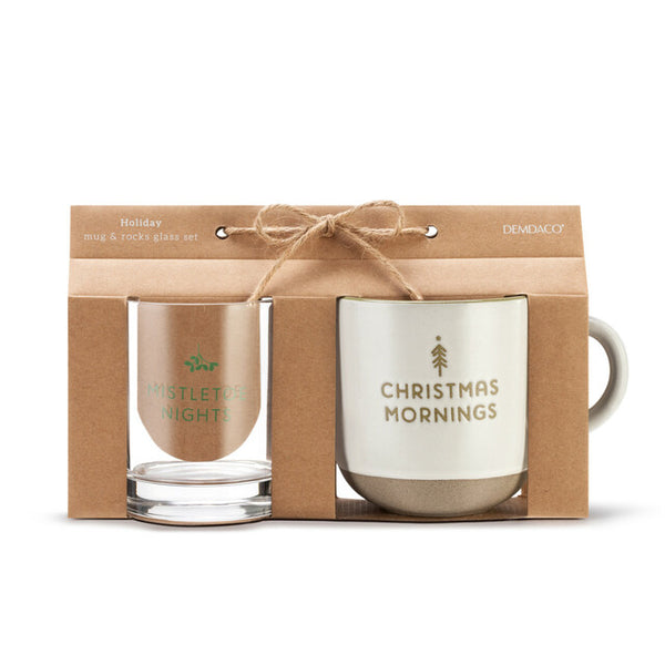 Evening/Morning Mug and Glass Set - Mistletoe