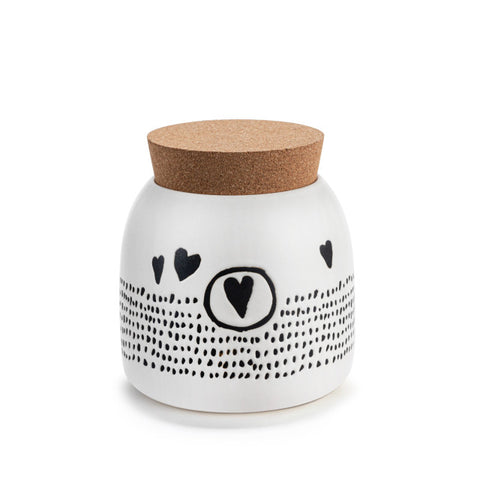 Hearts Small Ceramic Cork Lid Canister