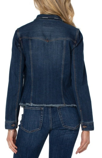Liverpool Half Placket Raw Hem Trucker Jacket
