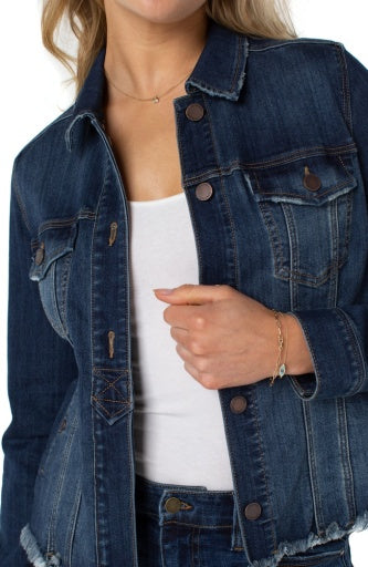 Liverpool Half Placket Raw Hem Trucker Jacket