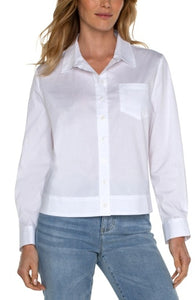 button front shirt w/ elastic back waist