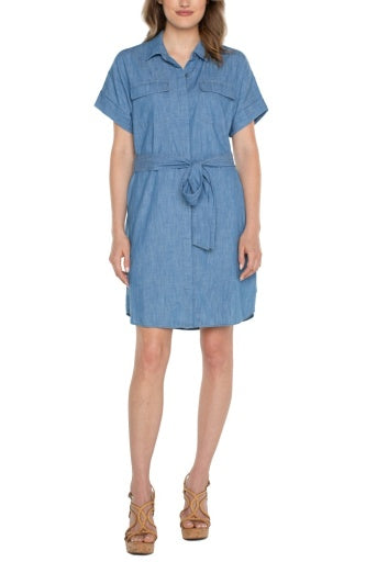 belted shirt dress