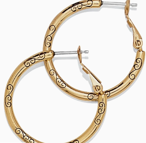 Small Hoop Charm Earrings - Gold