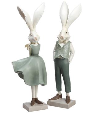 14.5" Boy and Girl Bunny in Cream/Green