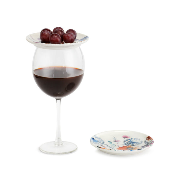 Meadow Flowers Wine Appetizer Plates - Set of 2 Assorted