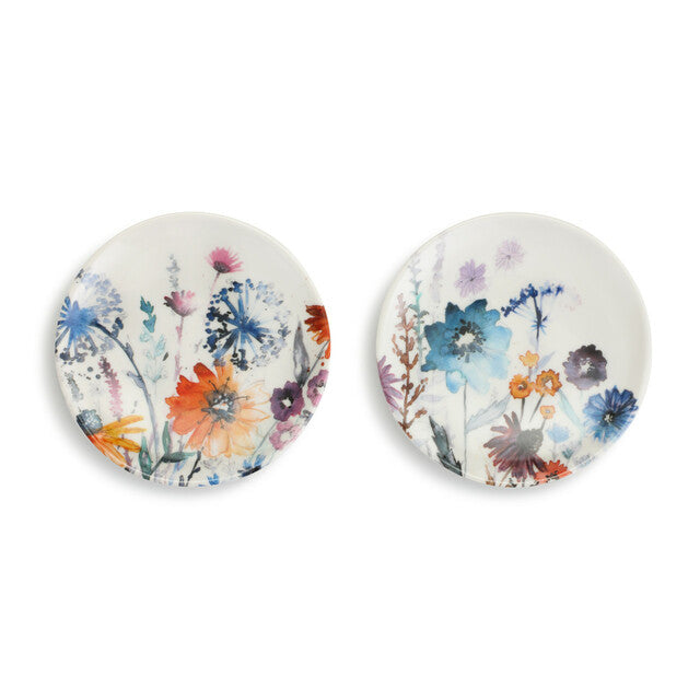 Meadow Flowers Wine Appetizer Plates - Set of 2 Assorted