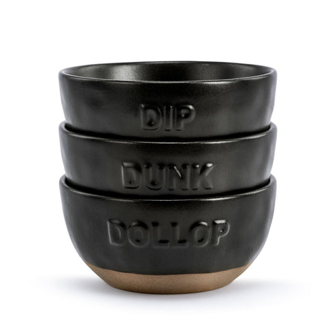 Black Dollop Dipping Bowls - Set of 3